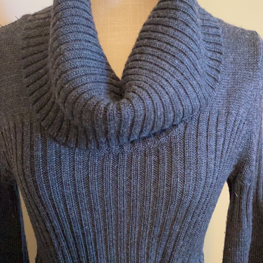 Calvin Klein grey sweater dress with cowl neck and waist tie